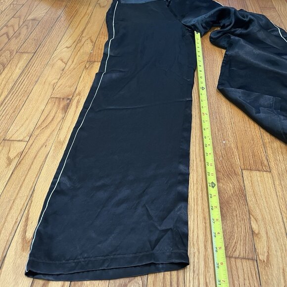 Babaton Aritzia Black Satin Tuxedo Stripe Wide Leg Pants Size 4 - Picture 8 of 10